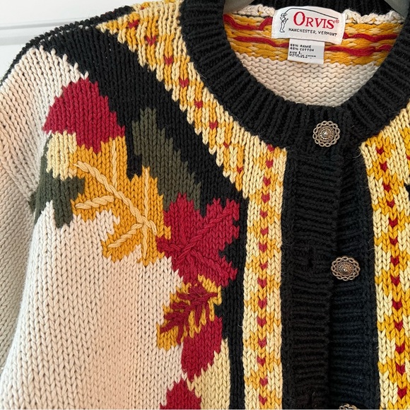 Vintage Orvis Autumn Leaves Cardigan - Picture 2 of 3